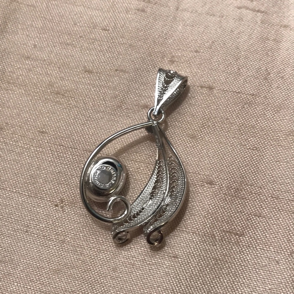 vtg Sorrento filigree Sterling hematite Pendant - Picture 4 of 7